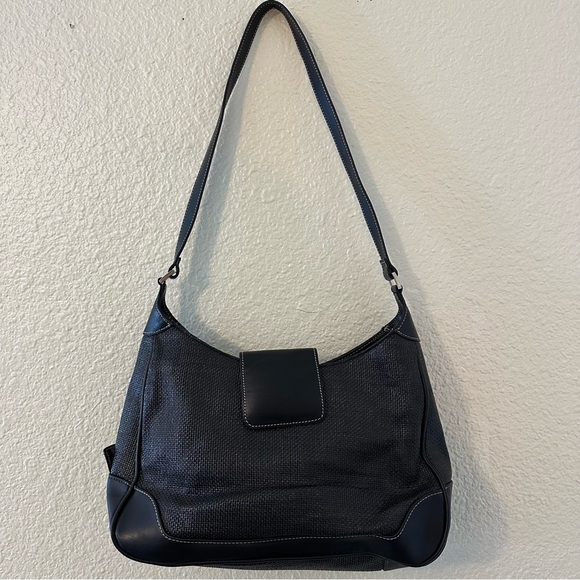 Maxx New York Handbags - Maxx New York Black Genuine Leather Trim Shoulder Purse Bag